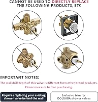 Vista 4 de Manija de válvula de ducha, kit de llave mezcladora de ducha de baño, válvulas de control de ducha de montaje en pared, válvulas rugosas de tina