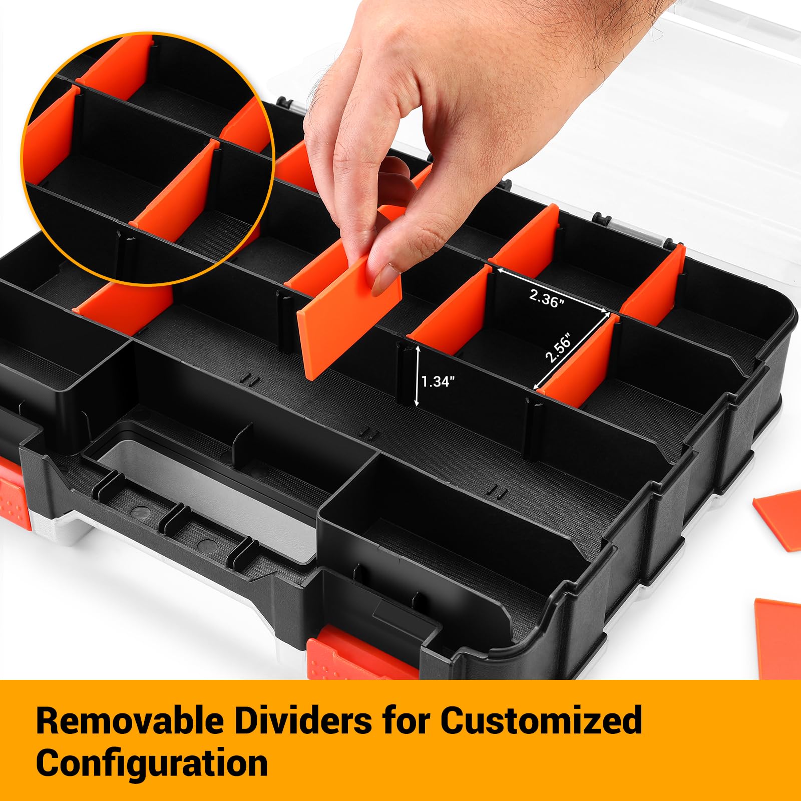 Organizador Tornillos: DEKO Caja Compartimentos con 34 Compartimentos, Caja de Almacenamiento para Tornillos, Clavos y Piezas Pequeñas