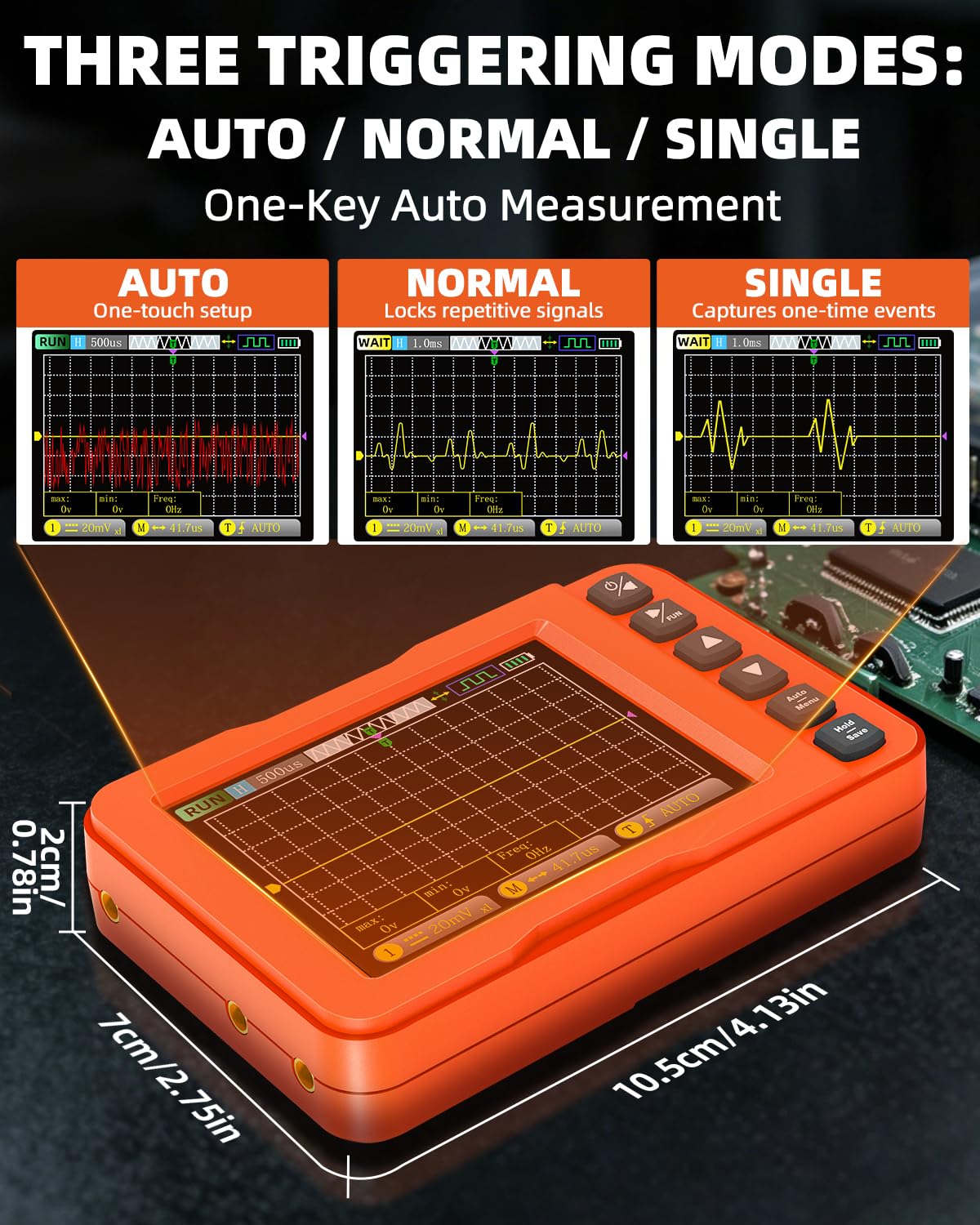 Osciloscopio Portátil 3 en 1, 15MHz 60MS/s Osciloscopio Digital Multímetro con Generador de Señales DDS, Medición de Voltaje AC/DC, Capacitores, Resistencias, Prueba de Diodos para Automoción