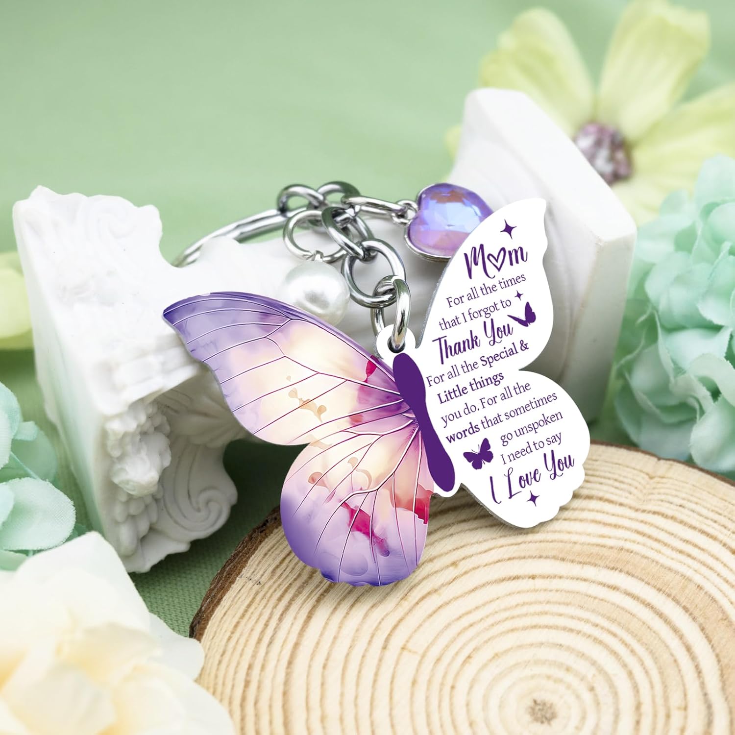 Mothers Day Gifts for Moms Mom Gift from Daughter Son Purple Butterfly Gifts for Moms Best Mom Ever Gift Butterfly Keychain Unique Christmas Birthday Present for Mother I Love You Mama Key Ring - Image 5
