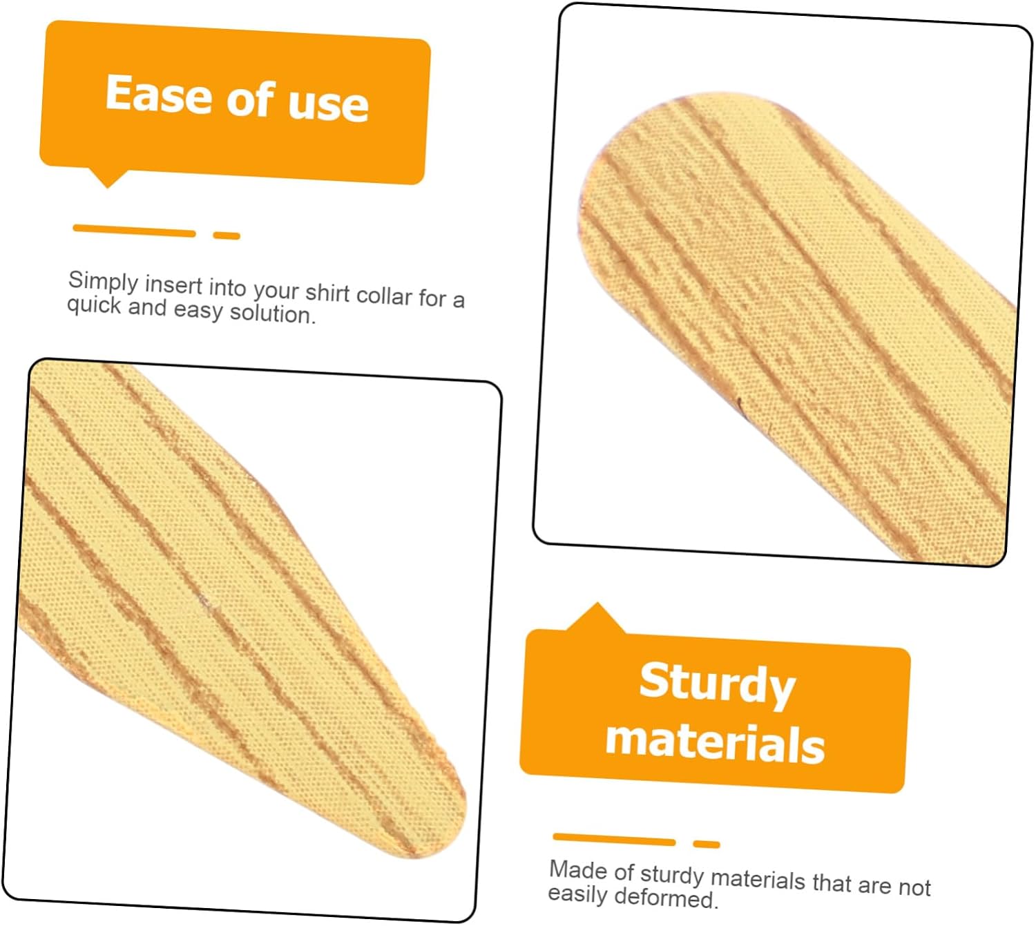 Ipetboom 1pair Wood Grain Collar Stays for Dress Shirts Plastic Collar Support Inserts for Men Easy Insert Crisp Look for Formal Wear