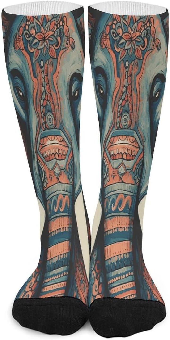 Abstract Elephant Crew Socks Calf Socks Athletic Crew Sock