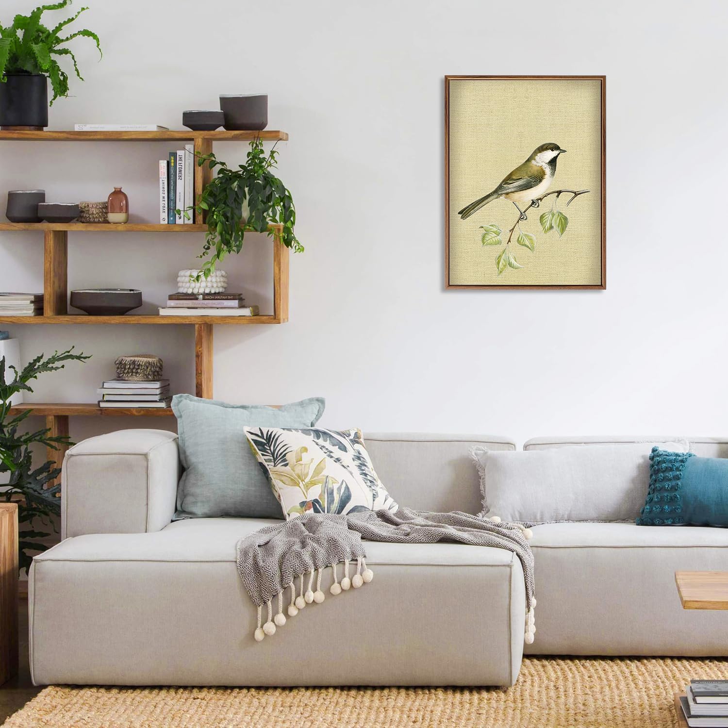 LHIUEM 12”X16”Vintage Bird Prints Wall Art Leave Hummingbird Canvas Antique Painting Spring Birds Painting Sparrow Bird Vintage Art Print Spring Botanical Animal Framed Artwork for Bathroom Nursery