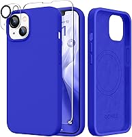 Vista 237 de GONEZ Funda de silicona para iPhone 14 Pro Max, compatible con MagSafe, con protector de pantalla + protector de lente de cámara, silicona líquida a