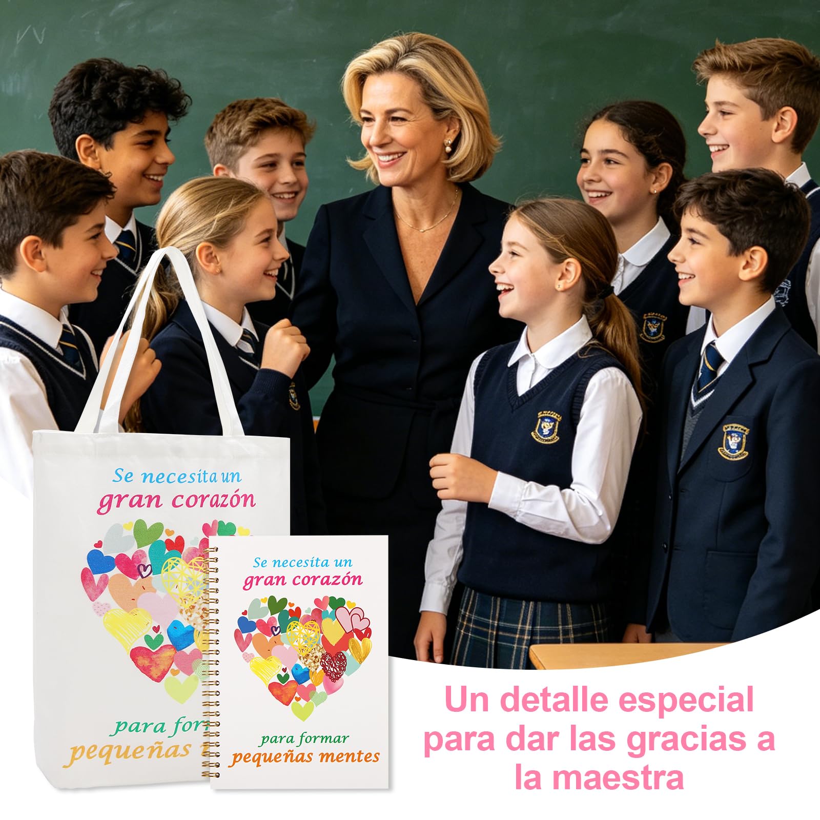 Echehi Set De 6 Piezas Regalo Profesora Infantil Con Tote Bag, Cuaderno A5, Bolígrafo, Llavero, Caja De Regalo Para Profesora Maestra Personalizado