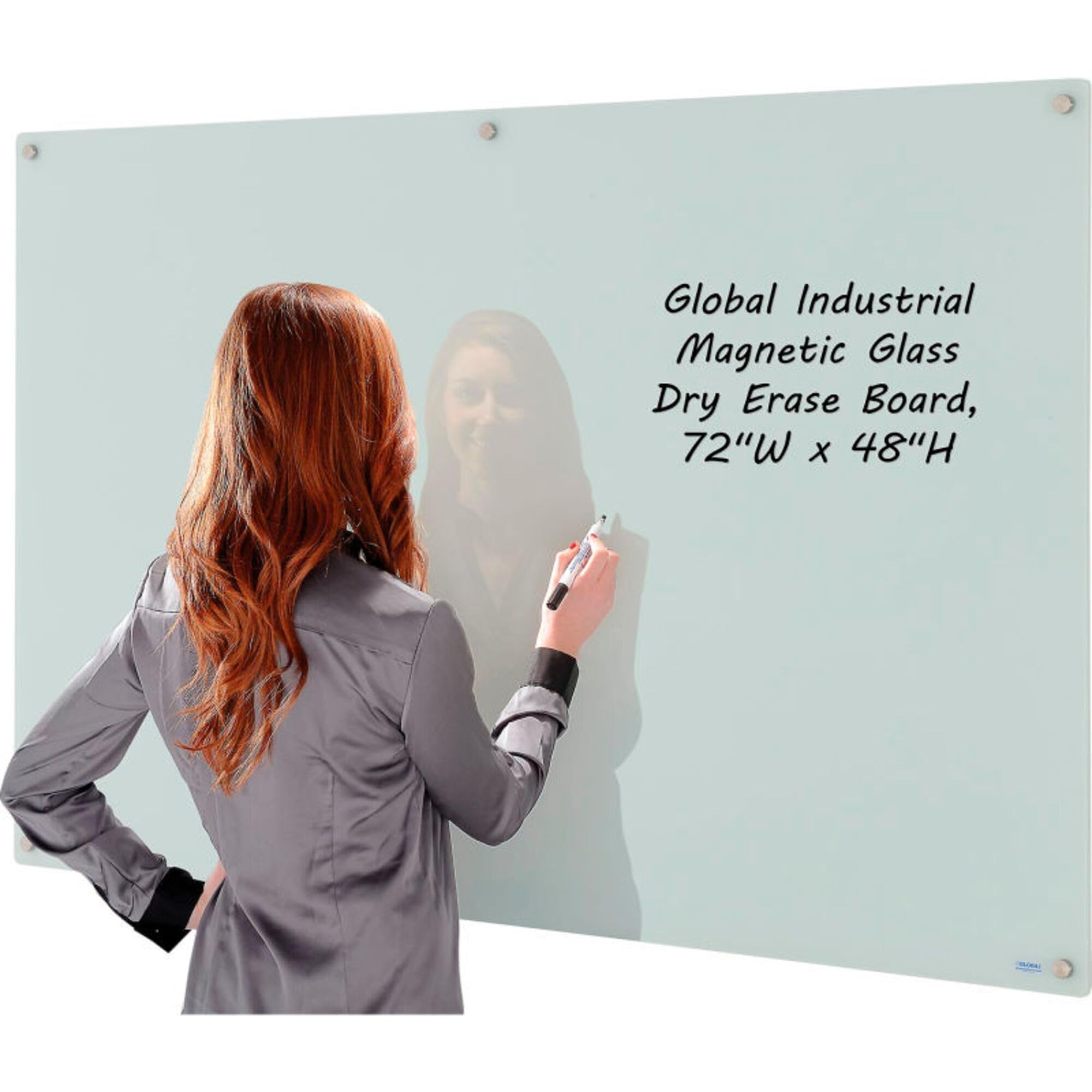 72" W x 48" H Magnetic Glass Whiteboard by Global Industrial – 72"W x 48"H, Tempered Glass, White, Model 695259