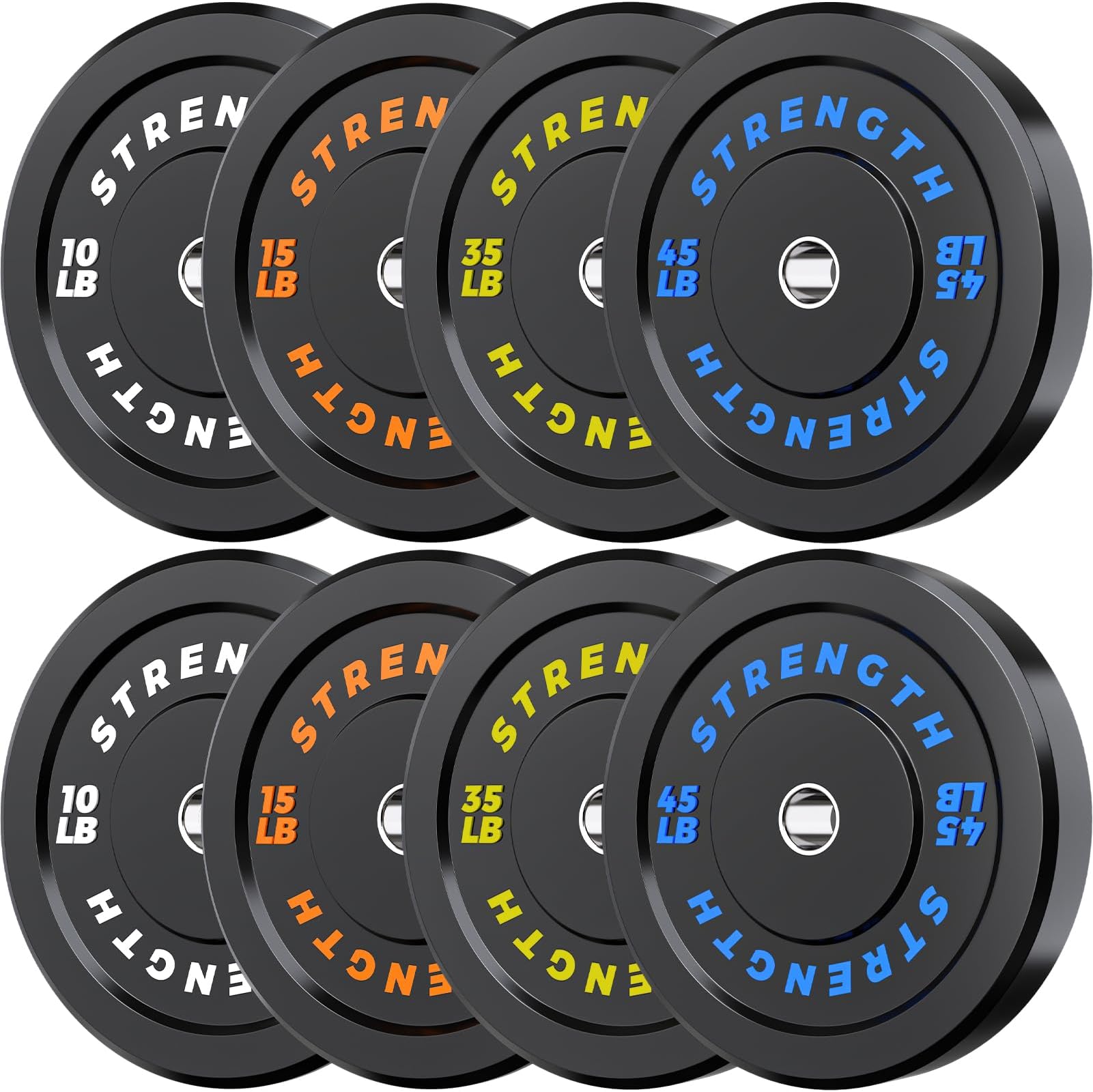 Olympic Bumper Plates Set - Virgin Rubber Weights for Strength Training 210LB-Set