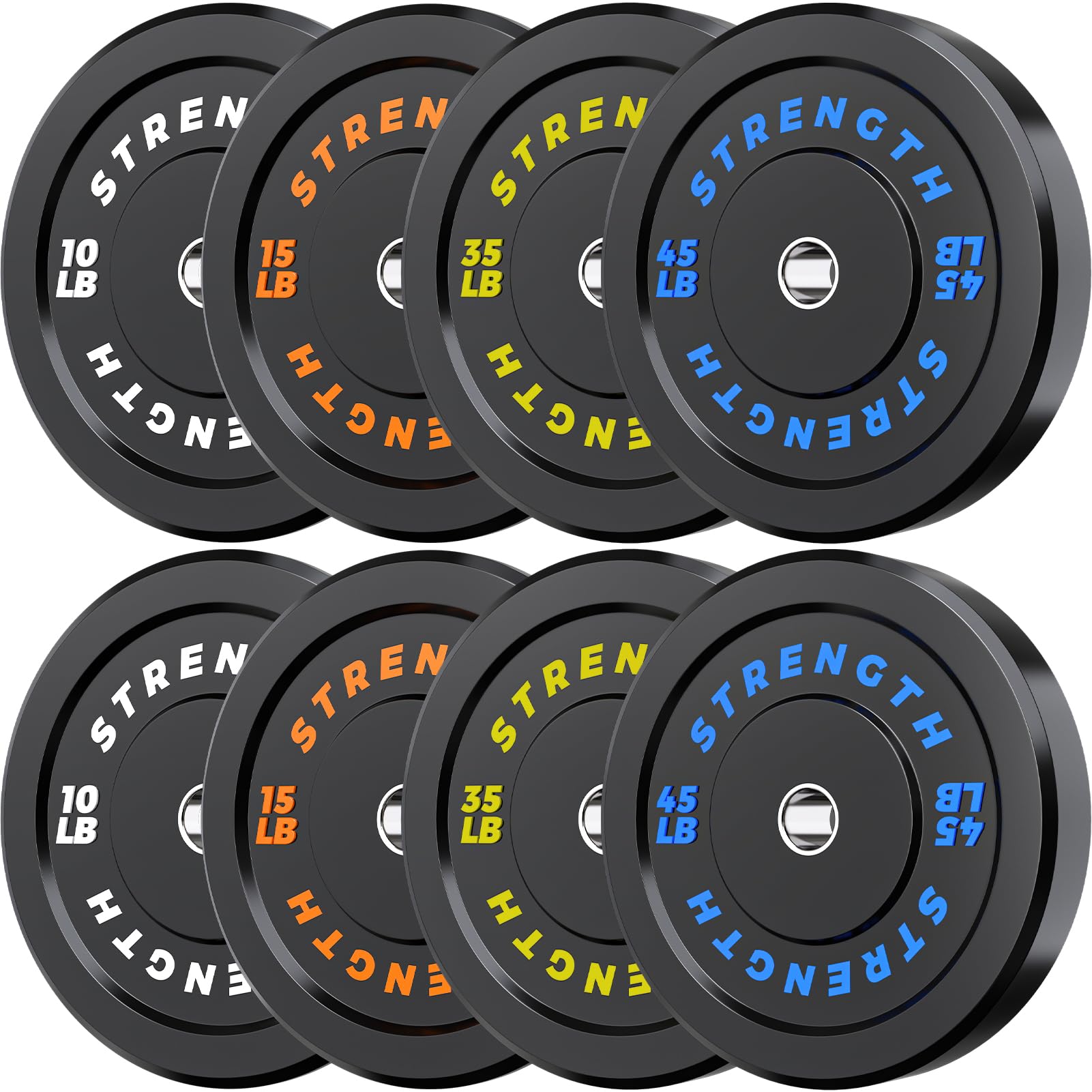 Olympic Bumper Plates Set - Virgin Rubber Weights for Strength Training 210LB-Set