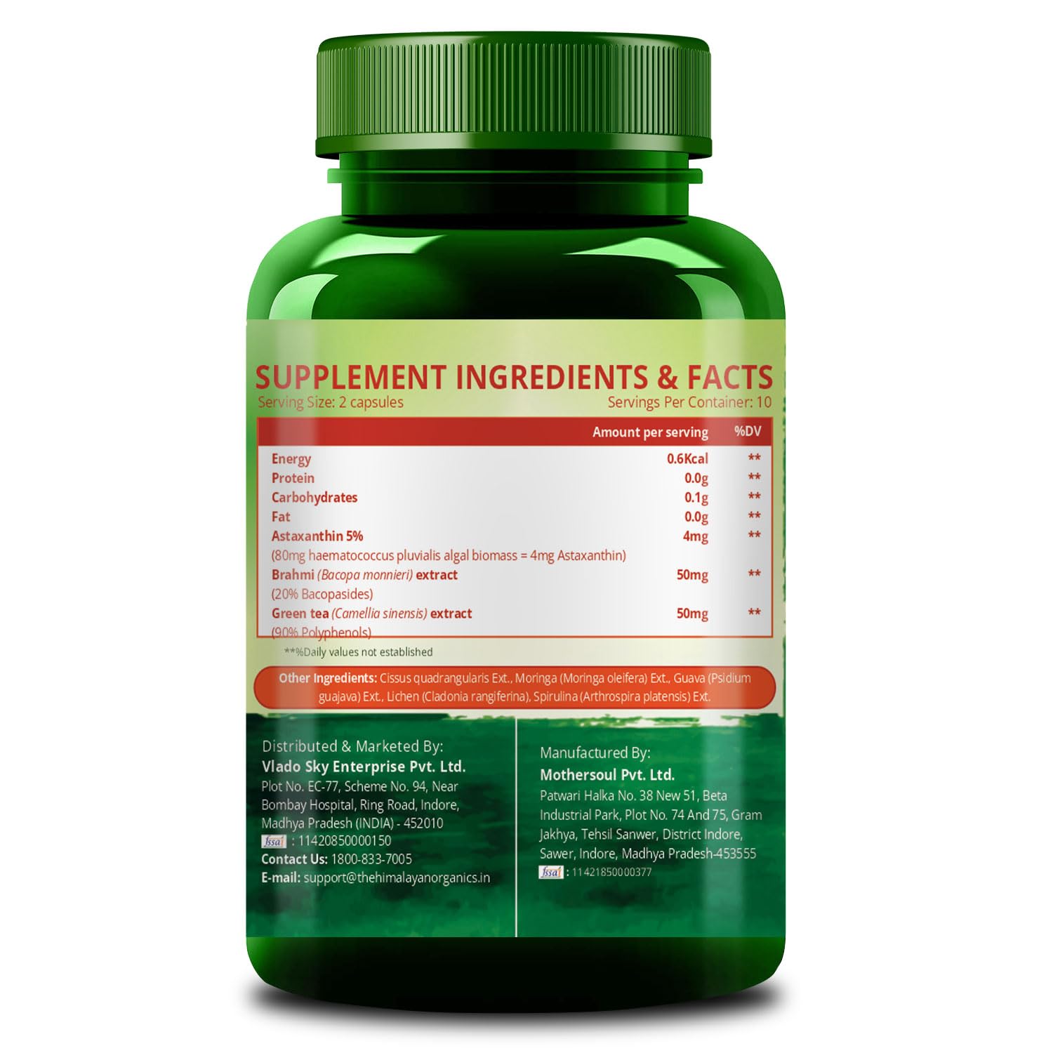 Vlado’s Himalayan Organics Naturally Sourced Astaxanthin 4mg Supplement - Small Pack 1