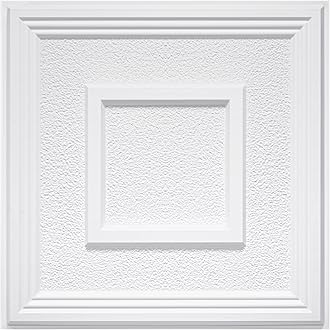 STICKGOO PVC Ceiling Tiles, 2'x2' Glue Up Ceiling Panel Popcorn Textured White to Prevent Breakage Cover 48 Sq. Ft, Pack of 12 Tiles