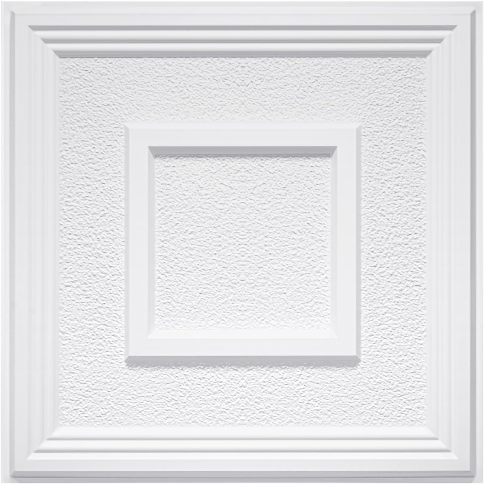 STICKGOO PVC Ceiling Tiles, 2'x2' Glue Up Ceiling Panel Popcorn Textured White to Prevent Breakage Cover 48 Sq. Ft, Pack of 12 Tiles