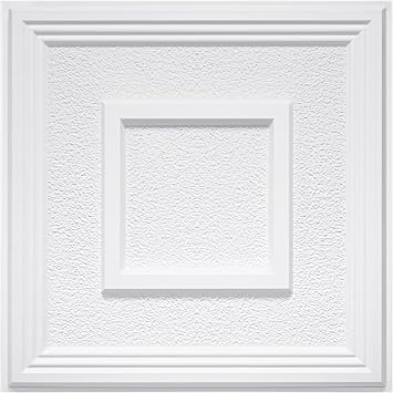 STICKGOO PVC Ceiling Tiles, 2x2 Glue Up Ceiling Panel Popcorn Textured White to Prevent Breakage Cover 48 Sq. Ft, Pack of 12 Tiles