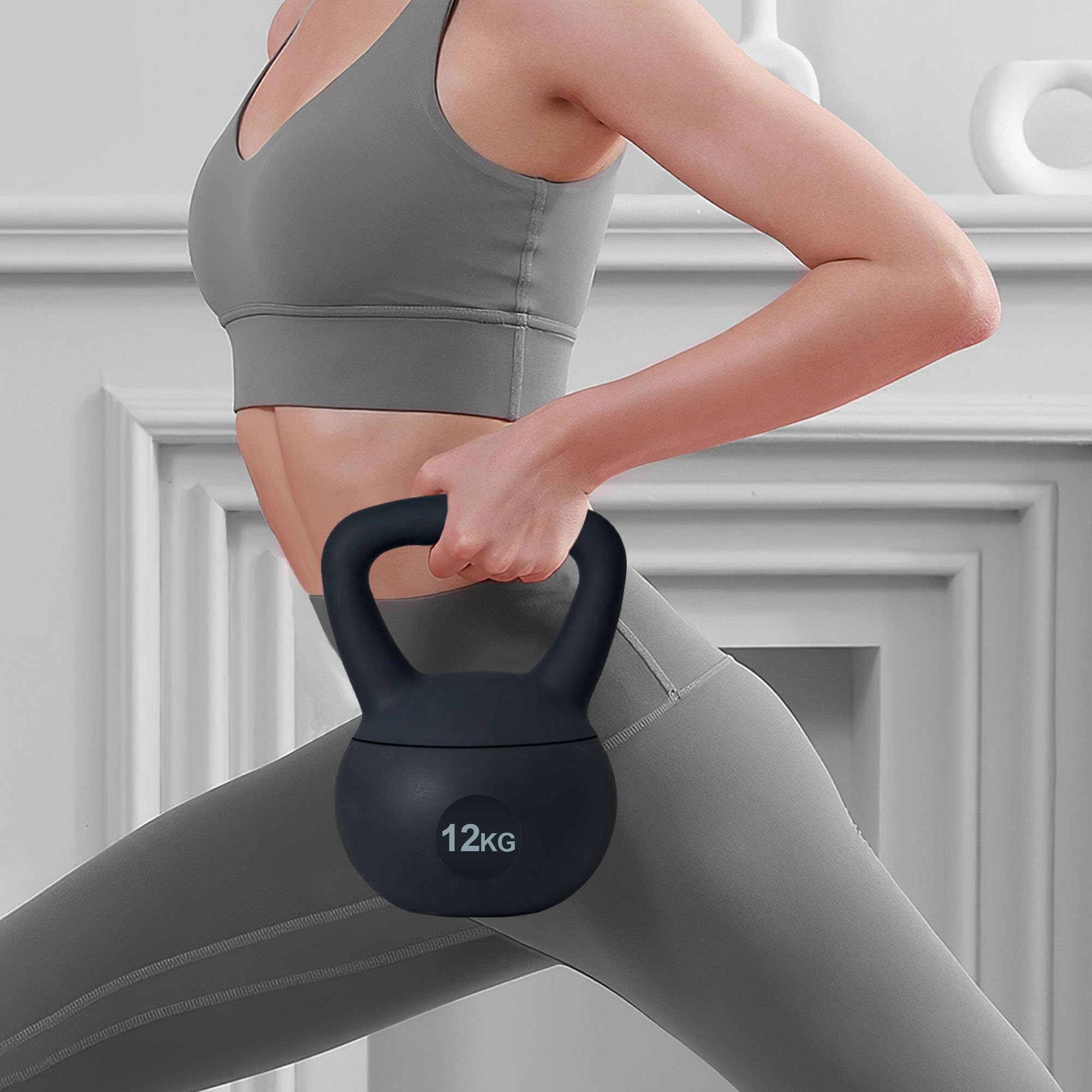 sogesfurniture Zachte kettlebell, 8 kg, kogelhalter, zacht, vloervriendelijke zwaaihalter, kogelgewicht voor vrouwen, gewichtheffen, krachttraining, fitness, gymnastiek, groen