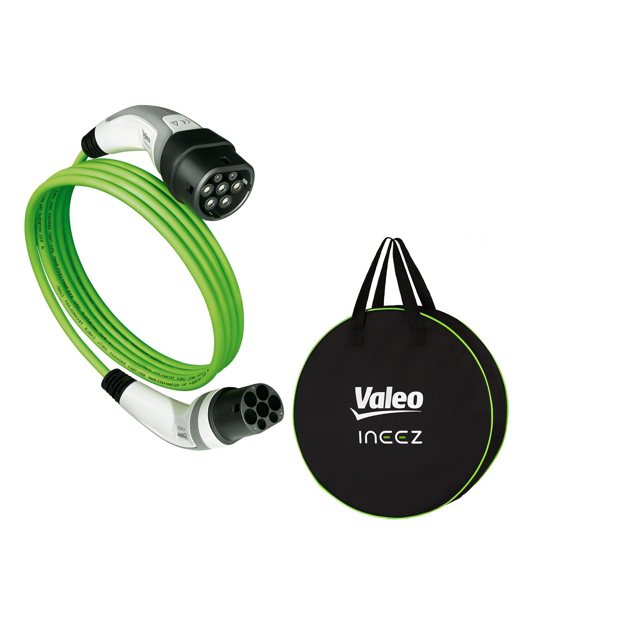 Valeo Ineez - 652105 - Charging Cable for Electric or Plug-In Hybrid Vehicles with Transportation Bag - Type 2 to Type 2-22 KW - 5 m
