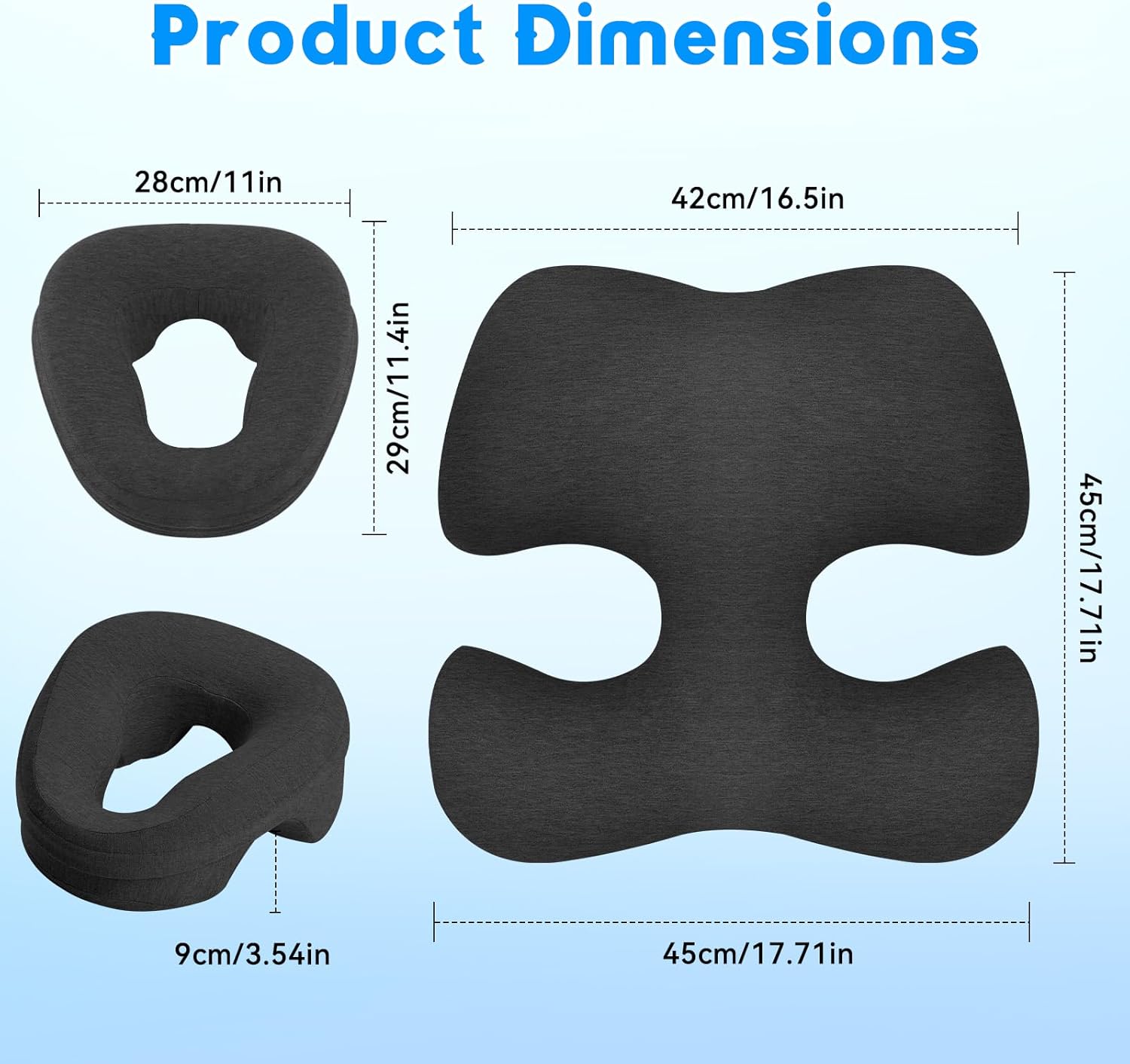 TOROKOM Breast Pillow for Massage, Massage Bolster Face Down Pillow for Sleeping Washable Soft Head Cushion and Chest Cushion for SPA Home (Dark Gray)