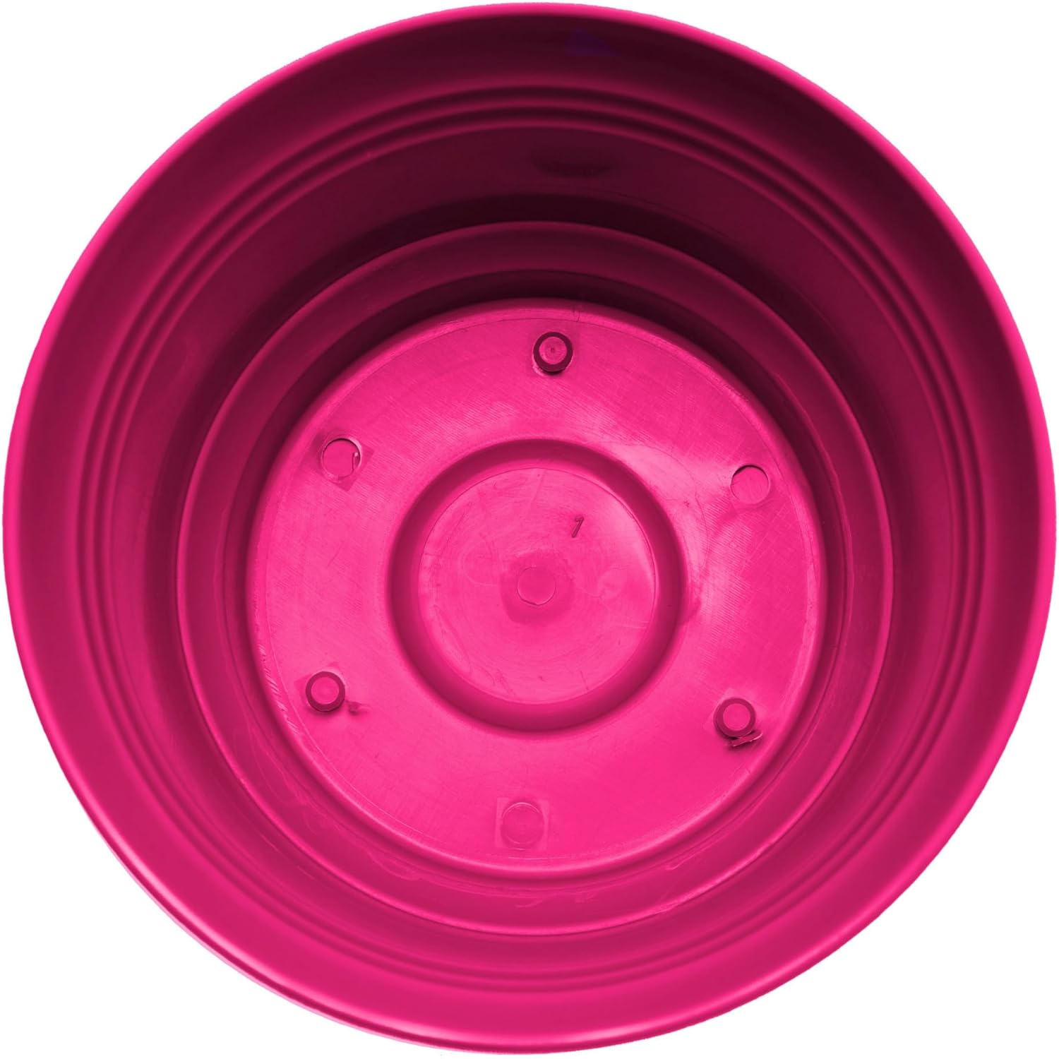 Bloem Saturn 14" Fuchsia Round Resin Planter Pot with Snap-in Saucer for Indoor and Outdoor Gardening