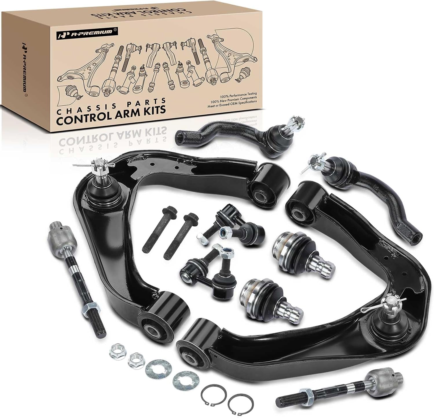 A-Premium Set of 10, Front Upper Control Arm, Sway Bar Link, Lower Ball Joint, Inner & Outer Tie Rod End, Compatible with Nissan Frontier 2005-2019, Pathfinder 2005-2012, Xterra 2005-2015