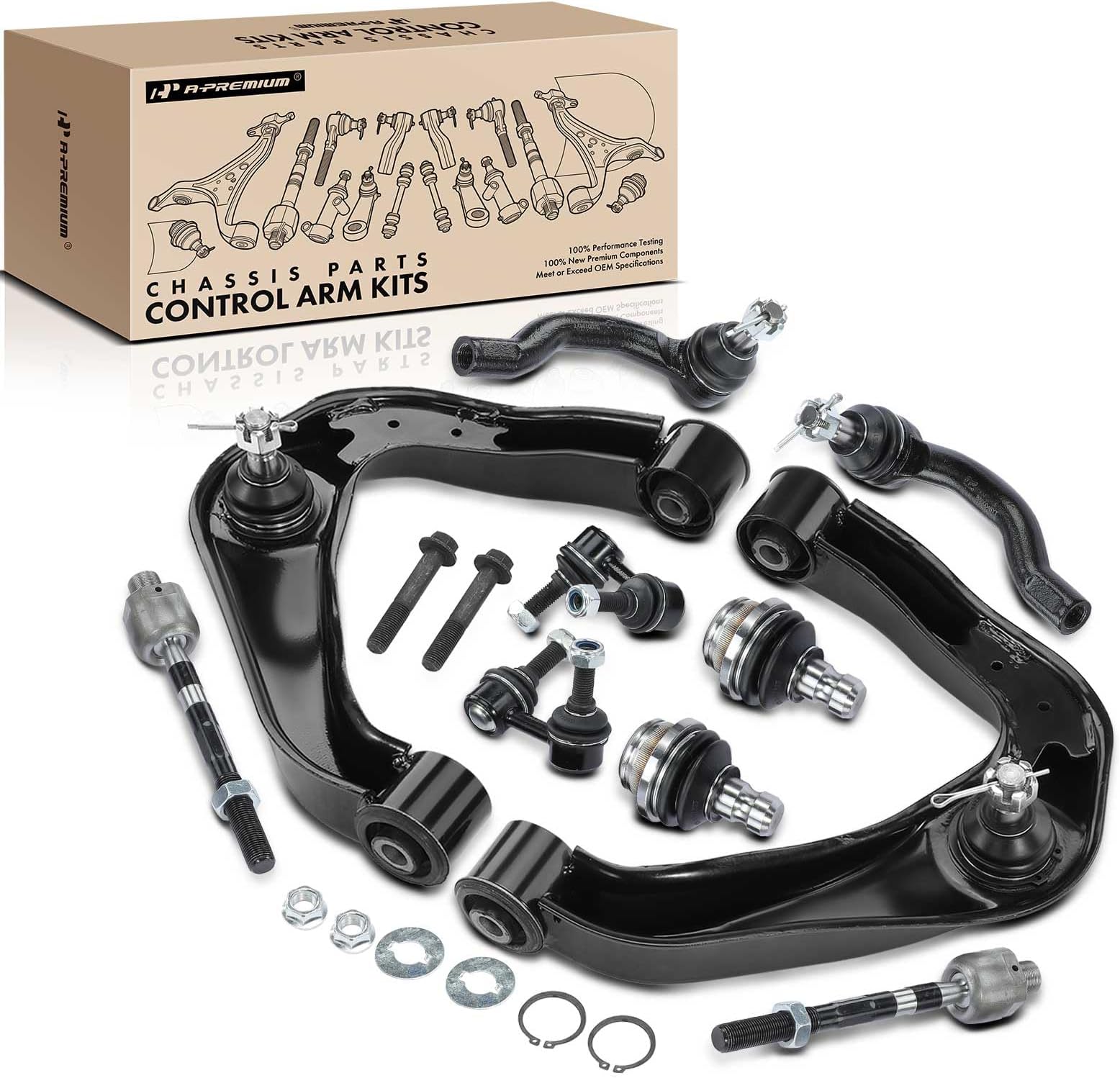 A-Premium Set of 10, Front Upper Control Arm, Sway Bar Link, Lower Ball Joint, Inner & Outer Tie Rod End, Compatible with Nissan Frontier 2005-2019, Pathfinder 2005-2012, Xterra 2005-2015