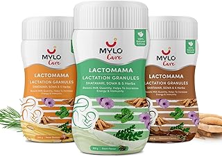 Mylo Lactomama Granules – Lactation Supplement for breastfeeding with Shatavari to Increase Breast Milk - 300 g each | With Herbs like Moringa, Sowa & 5 Others | 2 Scoops per Serving (Pack of 3, Elaichi & Chocolate & Kesar Badam)