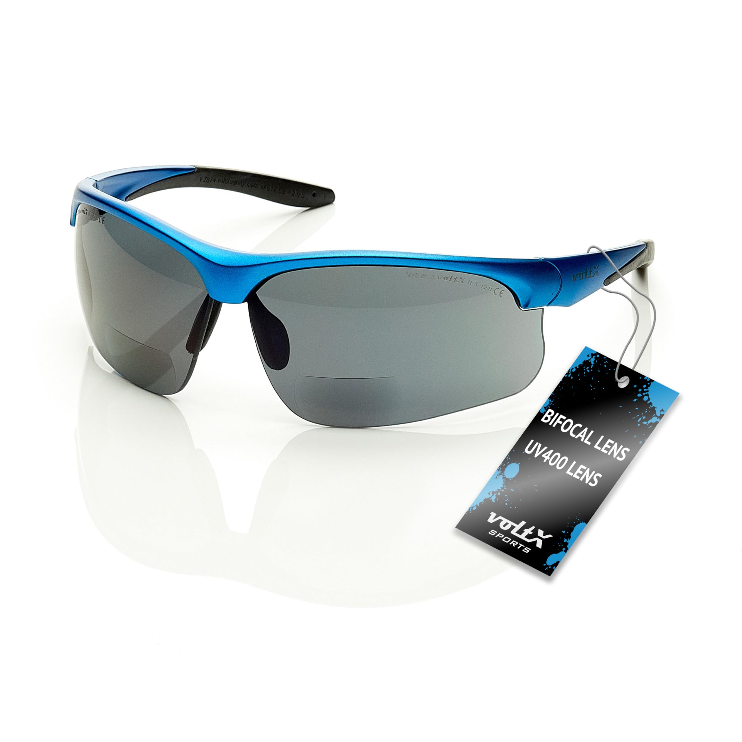 voltX ULTIMATE SPORTS Gafas Seguridad Bifocales | Montura azul. Certificadas CE EN166FT. Lentes UV400 antivaho. Bolsa de microfibra incluida.