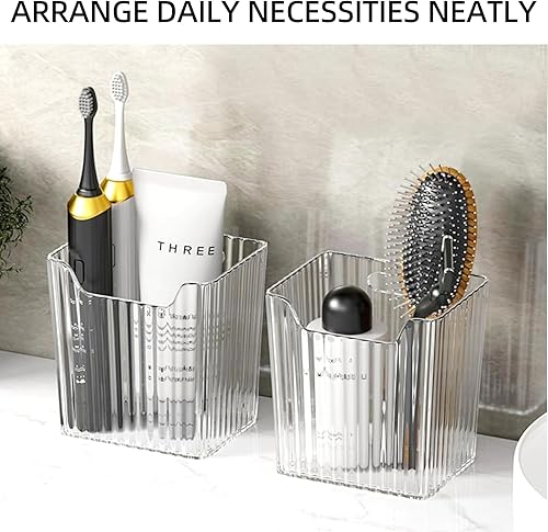 Miniatura 5 de Paquete de 4 organizadores adhesivos transparentes para montaje en pared, apilables, para puertas de gabinete, contenedores multiusos, para colgar