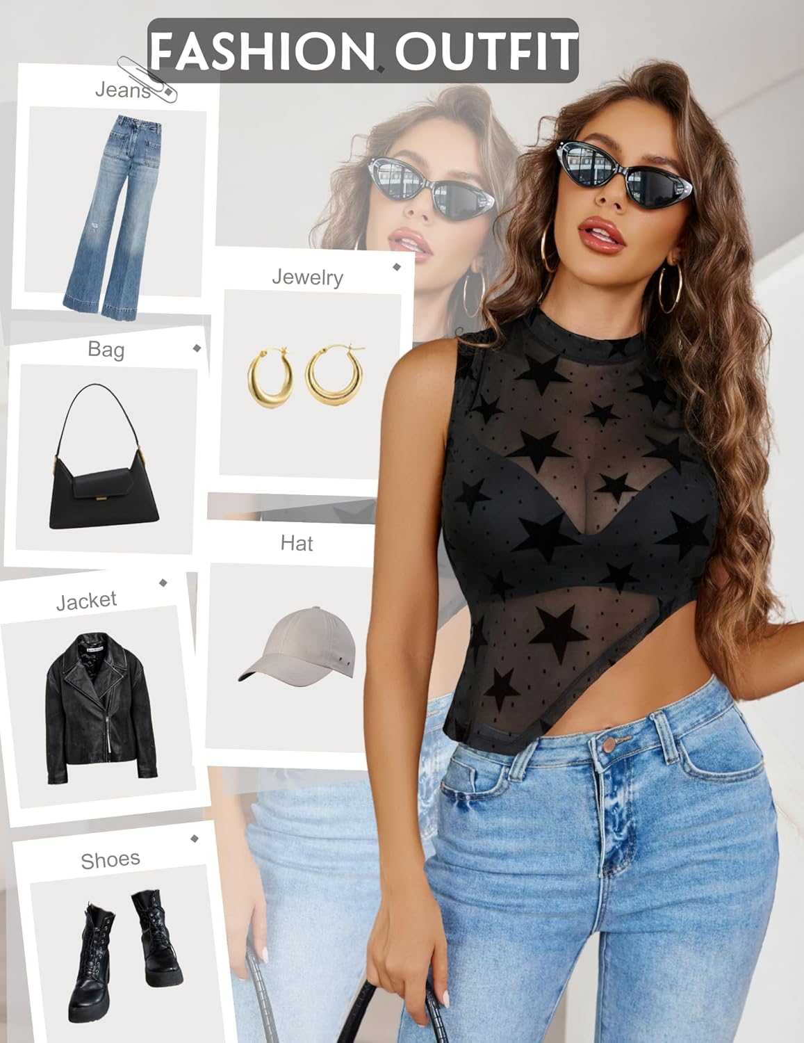 Avidlove Women Camisole Tops Sheer Mock Neck Tank See Through Summer Mesh Shirts Asymmetrical Top Clubwear - Image 5