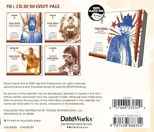 Miniatura 2 de Chuck Norris - Calendario 2023 paquete de edición en caja calendario de lujo Chuck Norris con más de 100 calcomanías de calendario regalos de Chuck