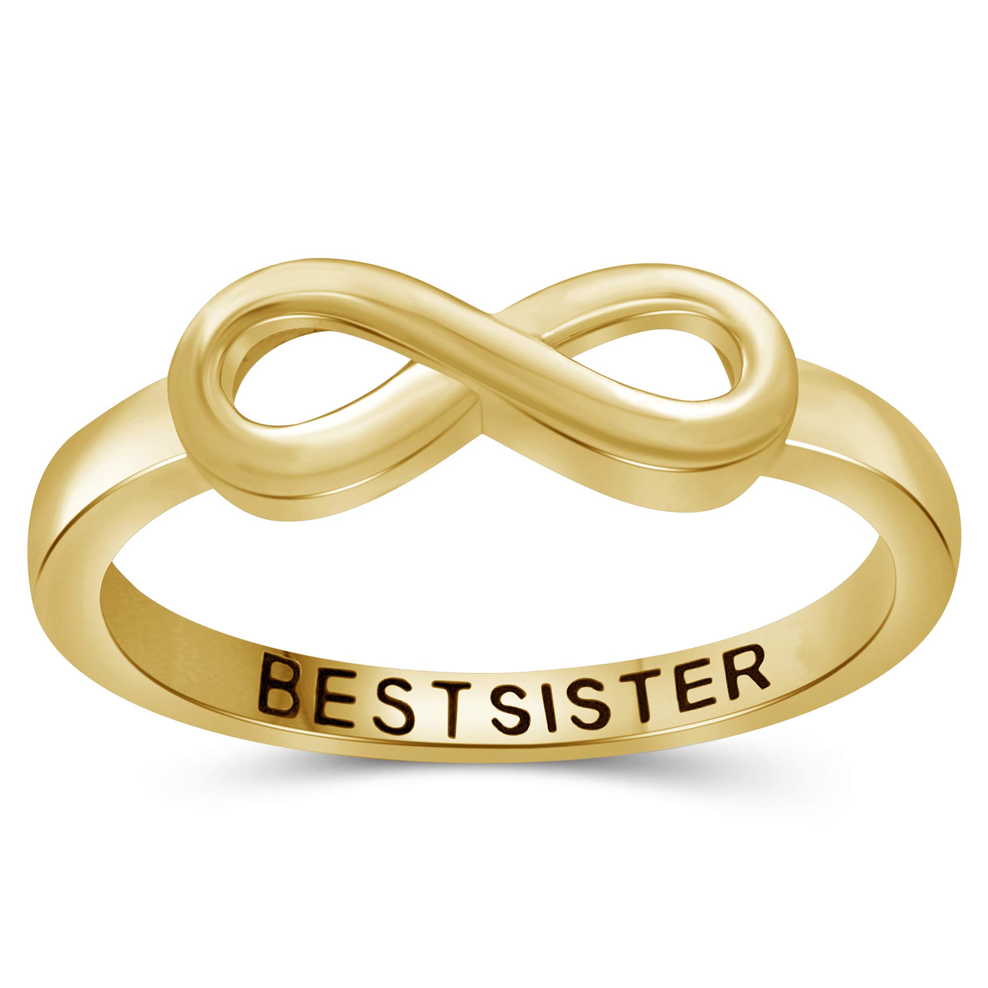 Sterling Silver & 14K Gold over Silver Infinity Friendship Ring for Women | Personalized Sisters, Best Friends, Engagement, Wedding, Promise Eternity Knot Symbol Band