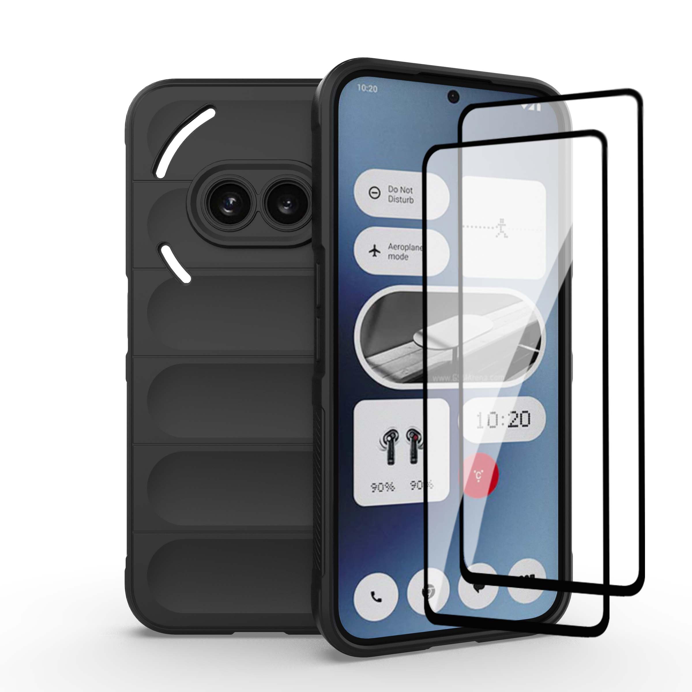 Case for Nothing Phone 2a, Soft TPU Anti-scratch Protective Case, Skin-friendly Design, with [2-Pack] Screen Protector, for Nothing Phone 2a-Black