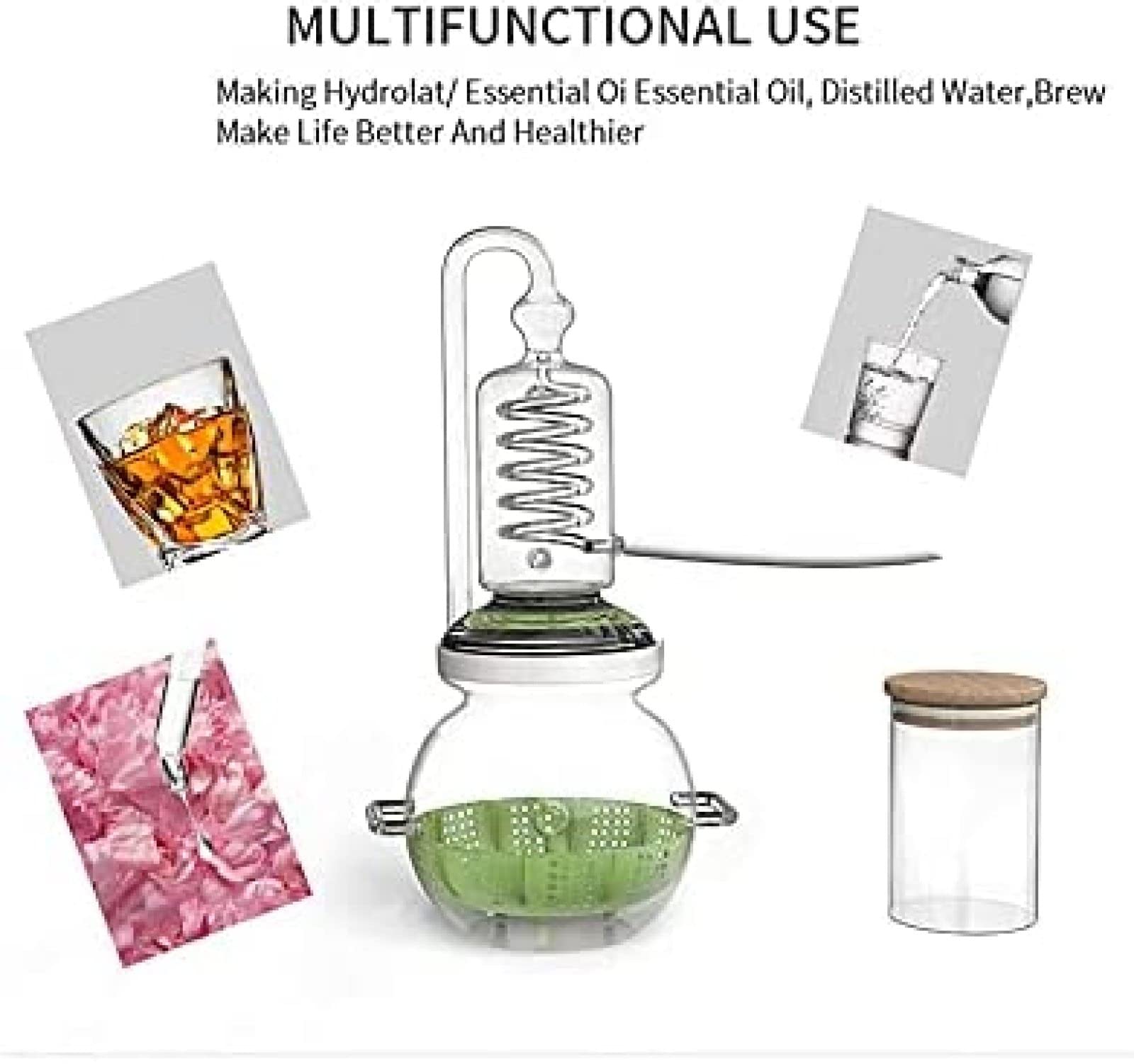 Mini distillatore per oli essenziali, kit di vetreria da laboratorio per distillazione ed estrazione, ideale per insegnamento chimico e uso domestico