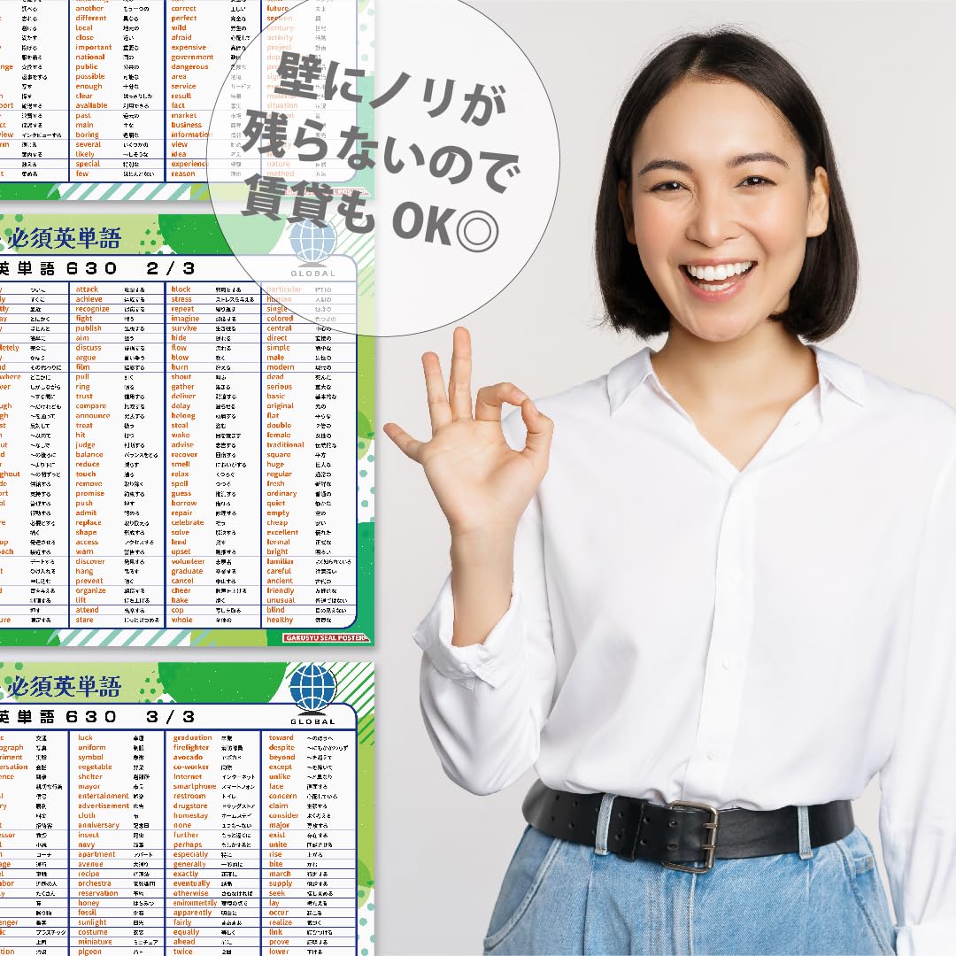 Amazon.co.jp: 学習ポスター 英検準2級 英単語630厳選 収録 3枚セット
