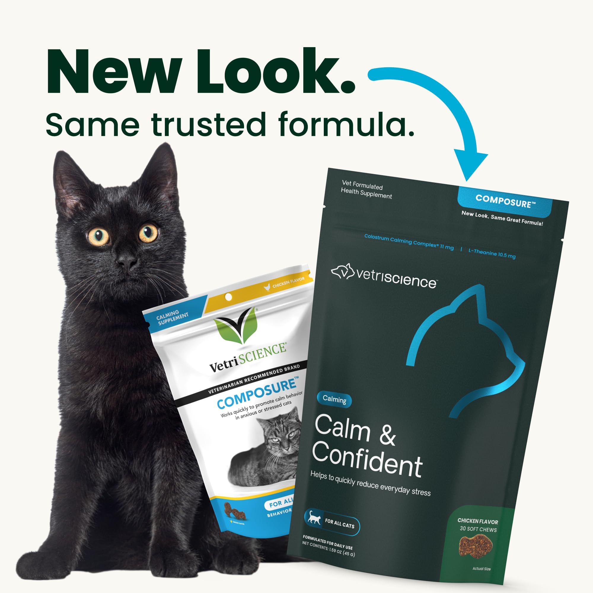 VetriScience Calm & Confident Chews, Composure Calming and Anxiety Supplement for Cats, Reduce Stress and Fear, Ideal for Travel, Vet, Grooming and Routine Changes, Chicken, 30 Count - image 2