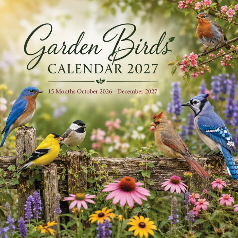 Garden Birds Calendar 2027: 15-Month October 2026 – December 2027 | Garden Birds & Nature • Spacious Planning Pages