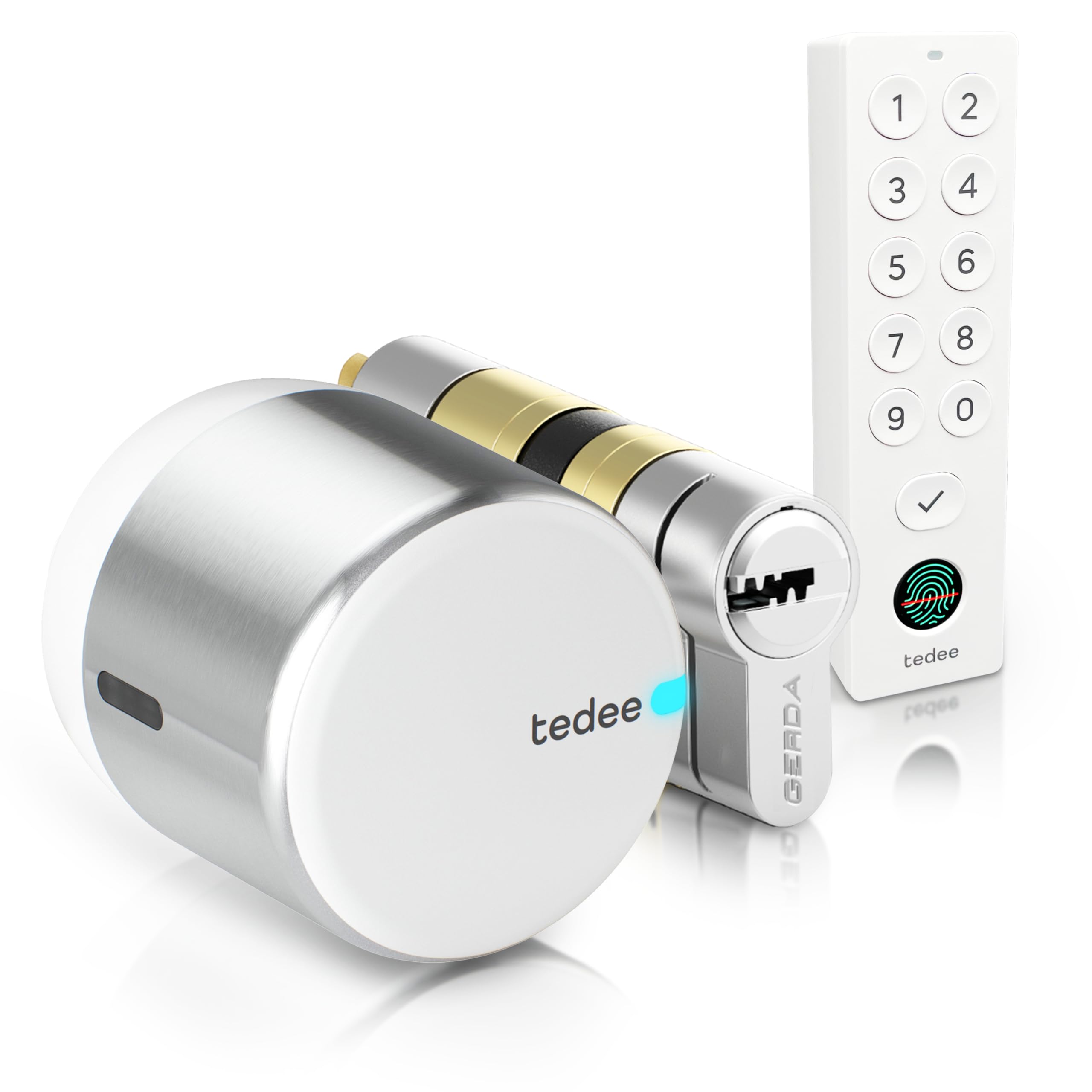 Tedee GO2 Cerradura Inteligente con Teclado Keypad PRO, Cilindro Modular EXXO Smart de Aluminio, Cerradura Electrónica para Puerta, Bluetooth Acceso Remoto, Compatible con Alexa y Google Matter