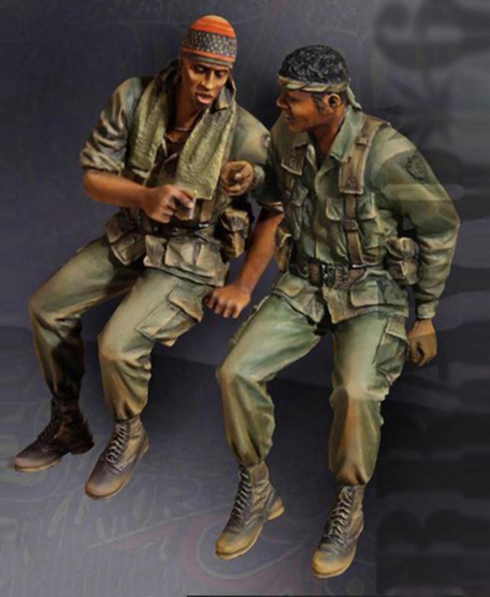 Risjc 1:35 Vietnam War Us Army Resin Soldier Model (2 Persons) Unpainted And Unassembled Miniature Model Kit/R49189