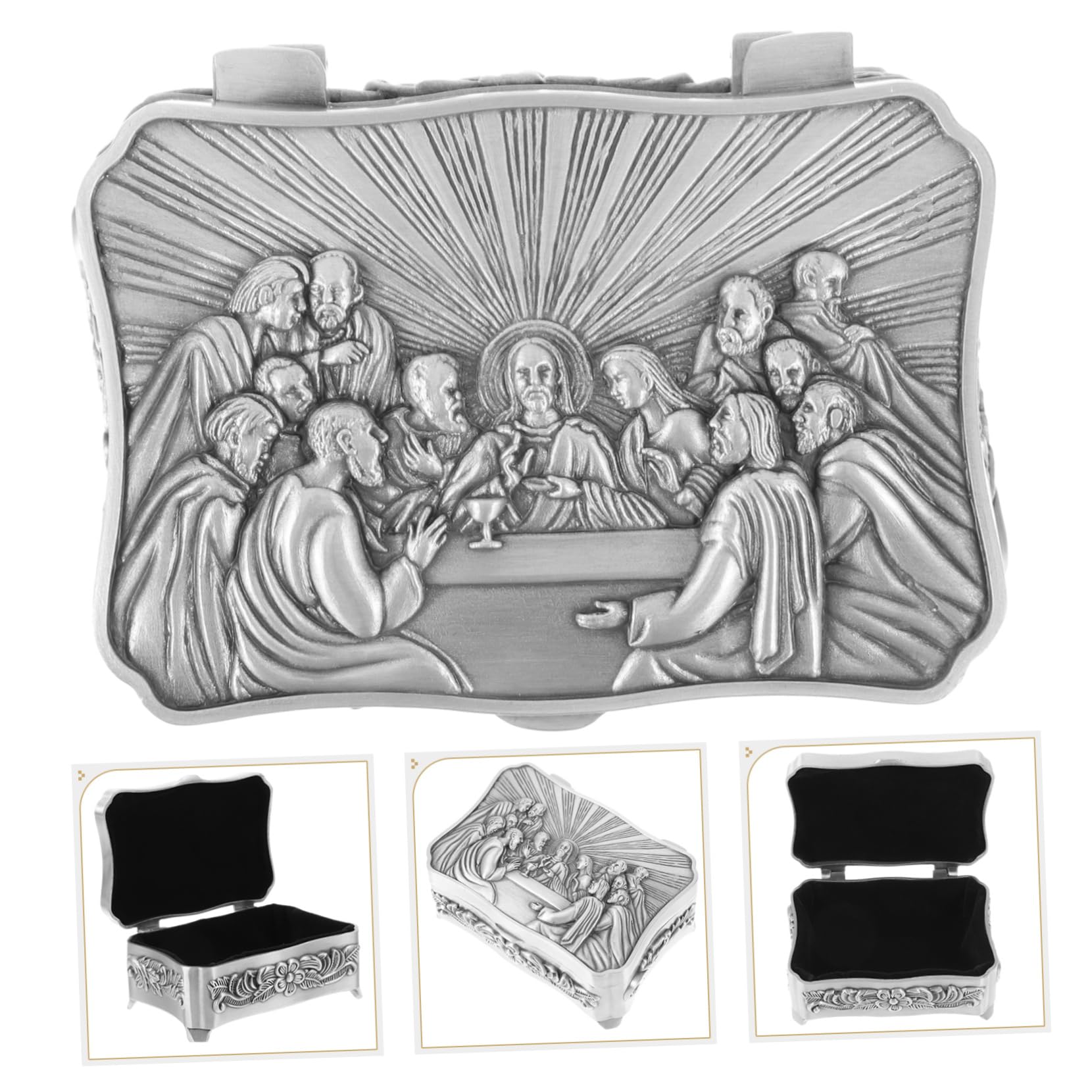 GALPADA 3 Pz Confezione Cattolica Organizer Per Cassetti Astuccio Cassetto Primo Organizzatore Elementi Collana Di Grandi Dimensioni Display Espandibile Lega Di Zinco Silver
