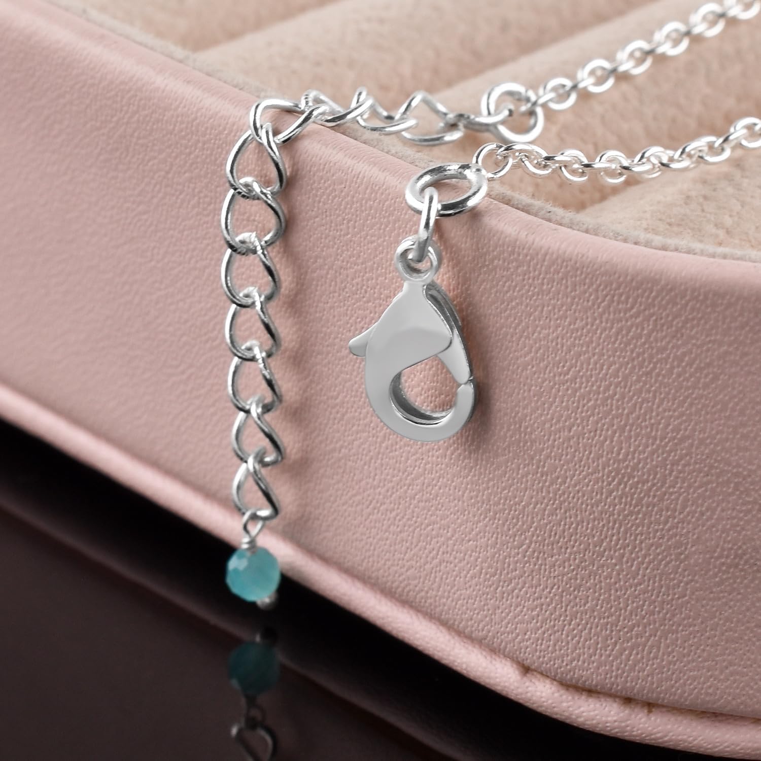 YANARA Ankle Bracelet for Women Jewelry, Natural Birthstone, Gemstone Beads, Handmade Dainty Anklet 9"+1.25" inch, 3mm Rounds, Chakra Energy Crystals, Silver Plated Chain