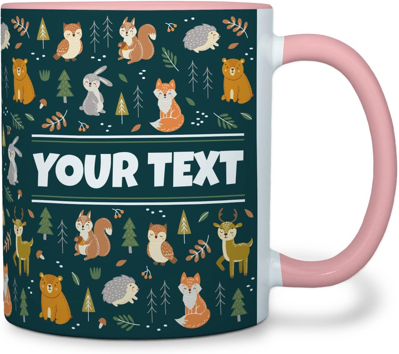 Personalized Mug for Kids - Dinosaurs - Custom Name/Text, Ceramic Hot Chocolate/Cocoa/Coffee Cup for Boys/Girls, Birthday/Christmas/Holiday Gift - 15 oz, Light Blue Handle