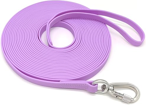 ZALER Long Dog Leash Waterproof Training Leashes 50ft 30ft 20ft 15ft 10ft 6ft, Odor Proof Recall Long Line Lead with Aviation Aluminum Carabiner Clip for Small, Medium, Large Dogs 30FT, Purple