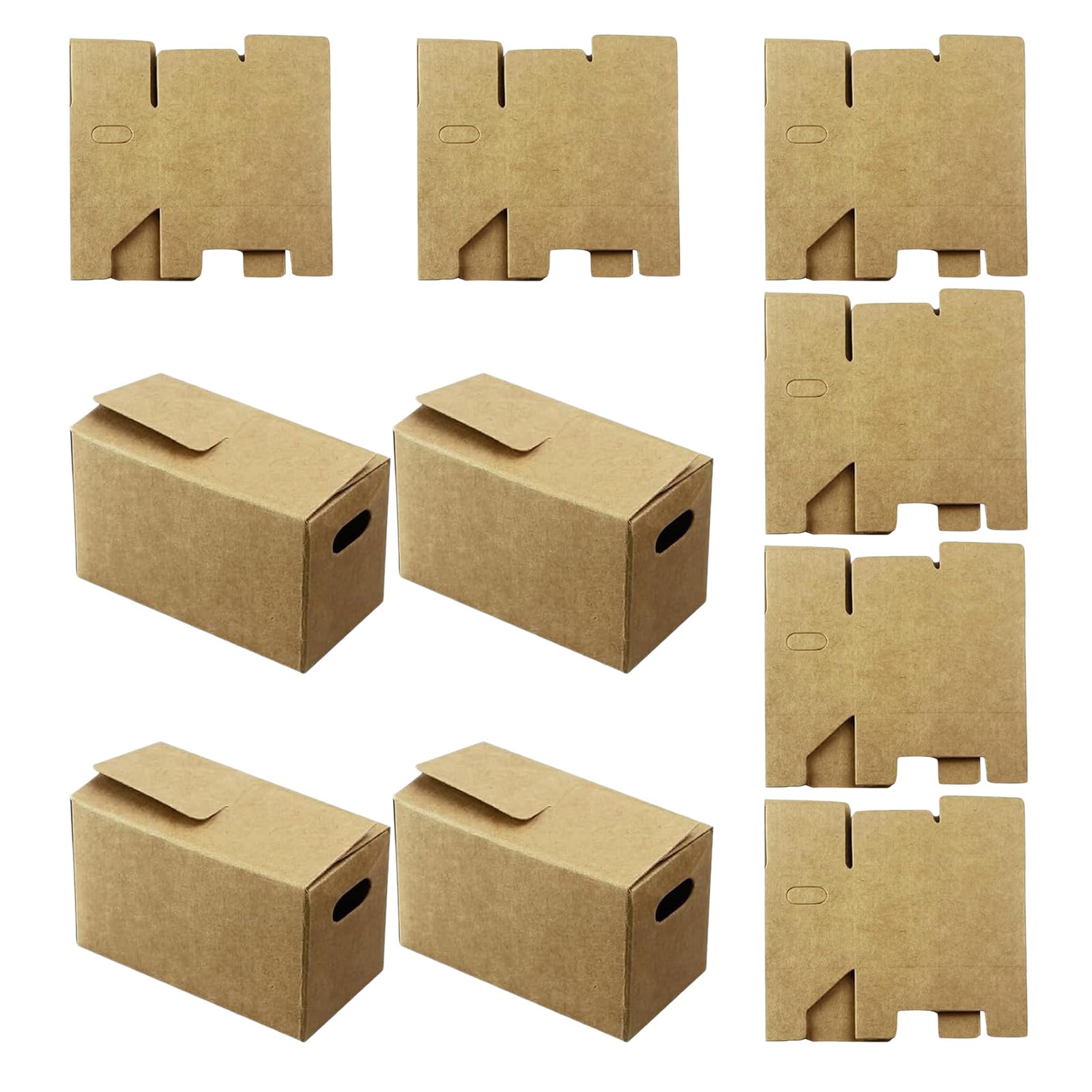 Kalttoy Of 6 Krafts Paper Miniature Boxes Easy to Assemble Small Item Storage Containers Packaging Box for Gifts Miniature Storage Boxes