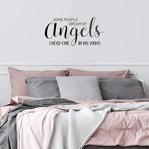 Miniatura 1 de Calcomanía de vinilo para pared, diseño con texto en inglés «Some People Dream of Angels I Hold One in My Arms», 17 x 35 pulgadas, con texto en