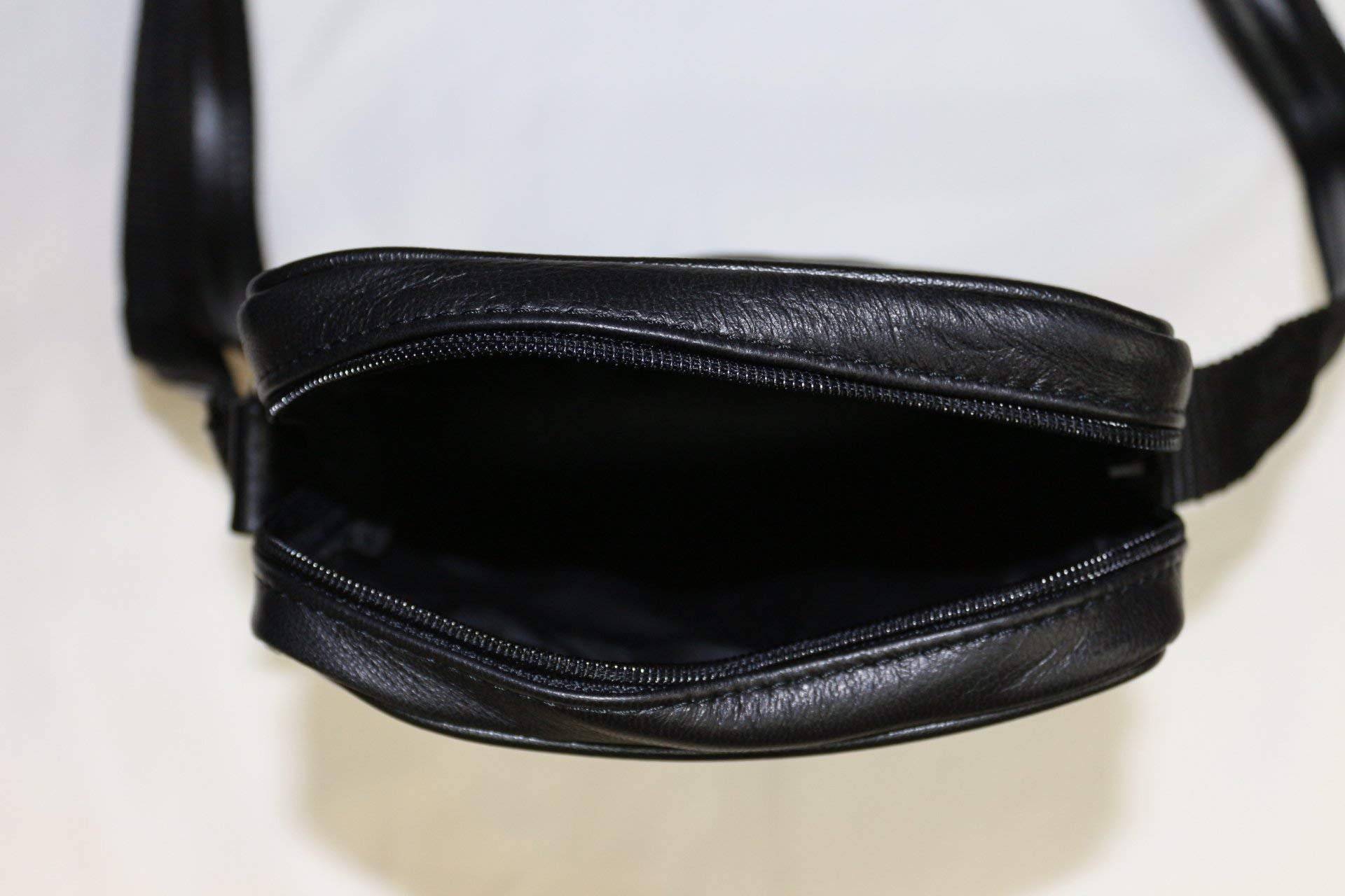 Pochette à Bandoulière en Cuir d'Agneau Véritable pour Homme XS Noire