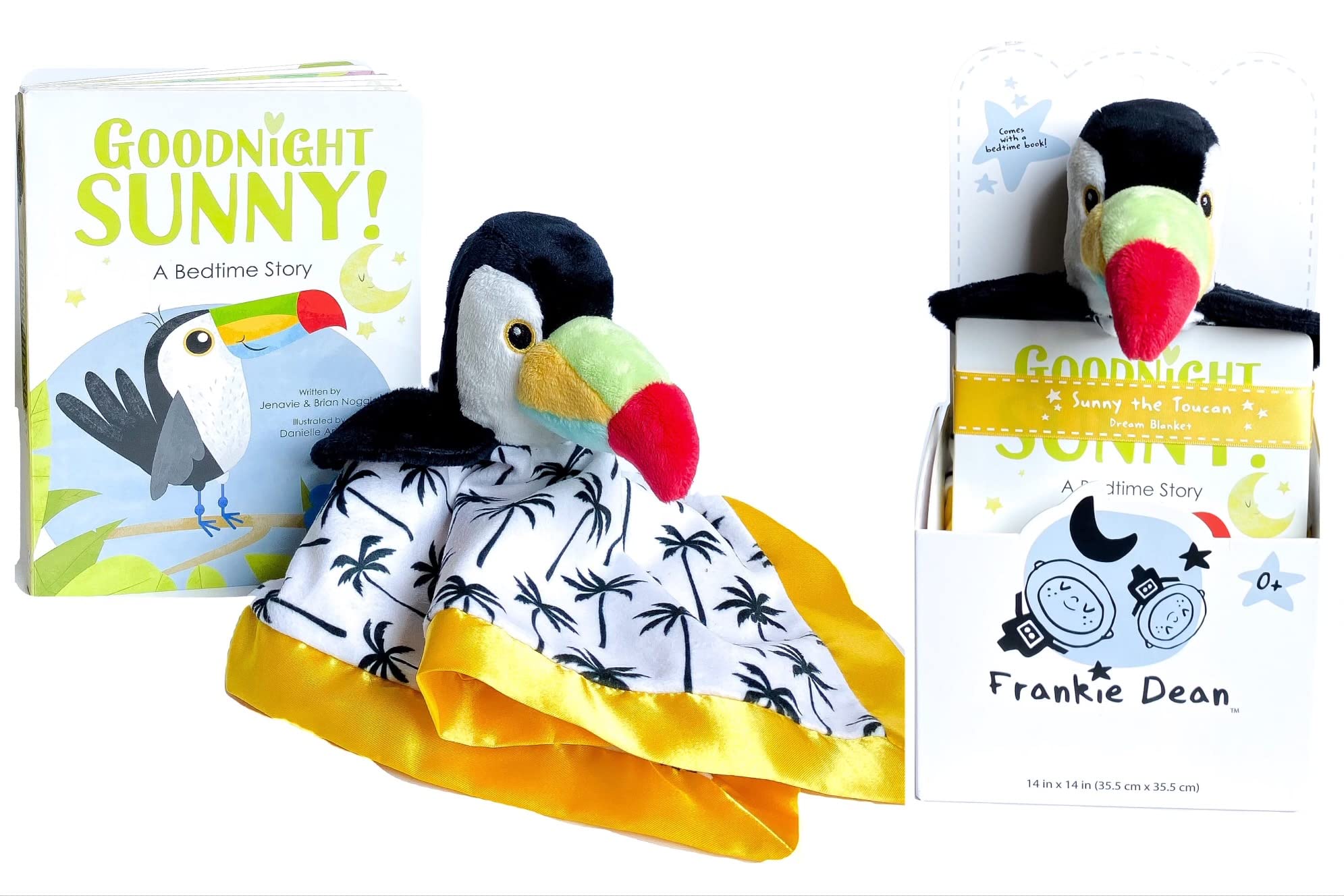Frankie DeanBaby Calming Bath Time to Bedtime Stuffed Animal Plush Security Blanket with Matching Character Baby Book Lets You and Kiddo Form a Peaceful and Fun Bedtime Routine (Sunny The Toucon)
