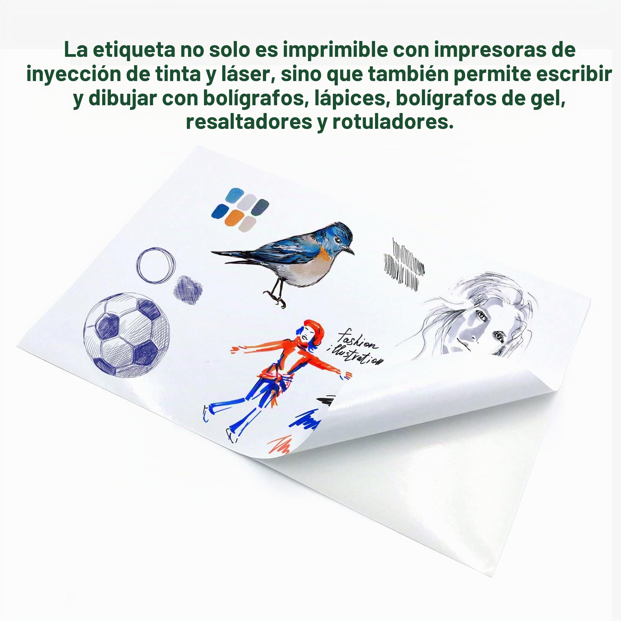 Papel Fotografico A4 Blanco Brillante 50 Hojas Adhesivo para Impresoras de Inyeccion y Laser