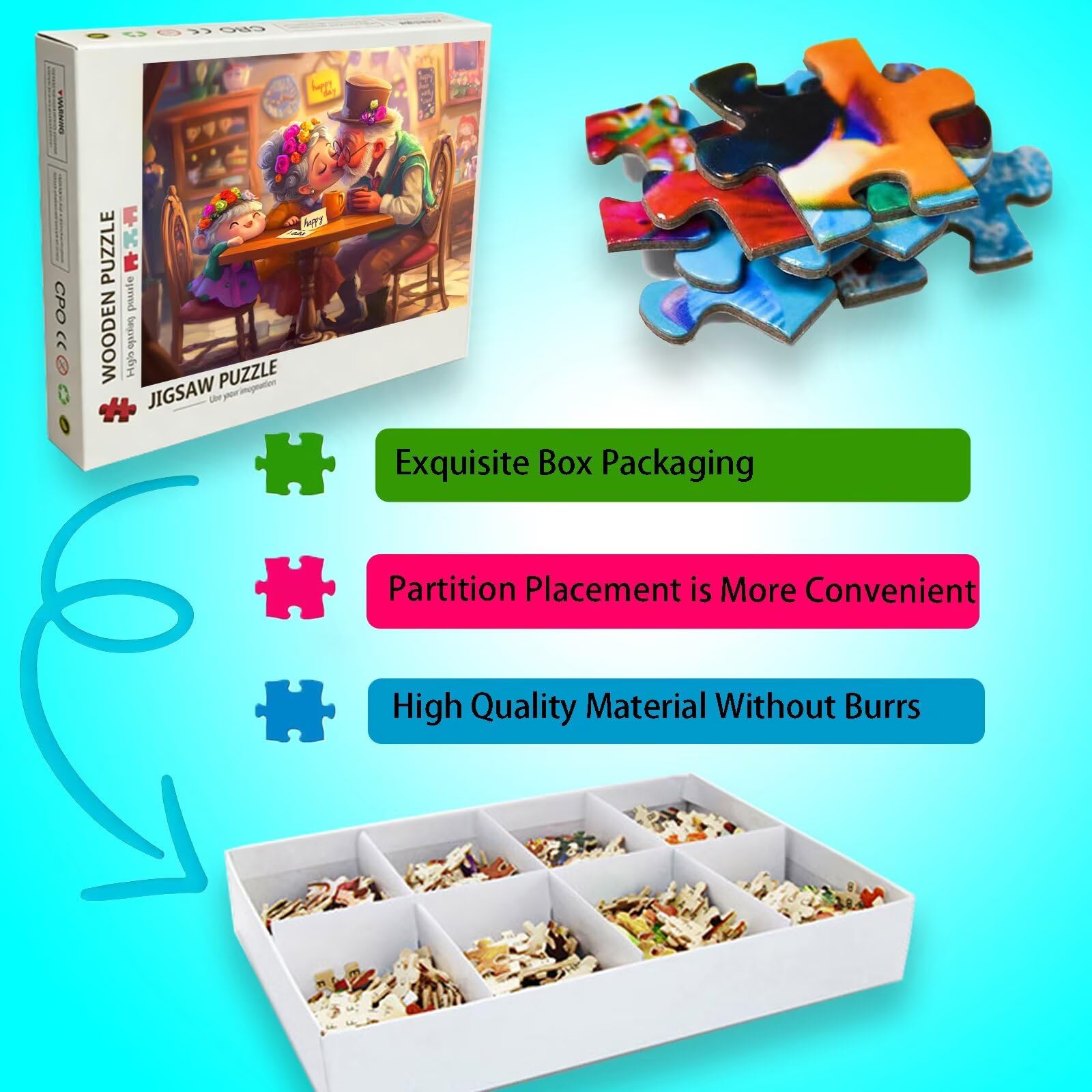 Puzzle 3000 Pezzi coppie Puzzle in Legno, Collezione Challenge, anziano Jigsaw Stampa ad Alta Definizione per La Casa Divertimento in Famiglia, Giochi Educativi e Decorazione Parete 122x81cm 8p-701
