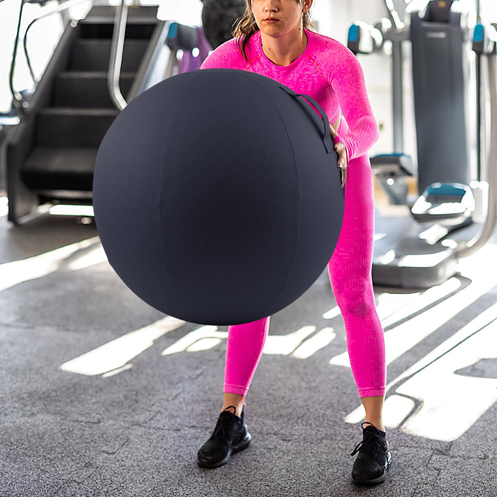 Stoff-Sitzball 65cm, Yoga-Ball-Schutzhülle, Ergonomische Sitzmöbel für Büro und Heimbüro, Solid Farbe Baumwolle Yoga-Ball-Abdeckung Bequem und Atmungsaktiv, Ballauflage - Waschbarer