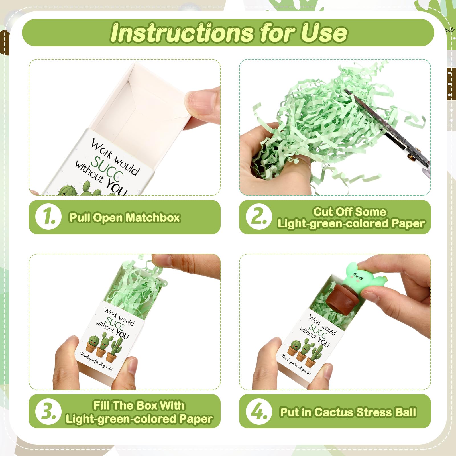 Wettarn 24 Sets Work Appreciation Gifts Cactus Stress Balls with Thank You Boxes Bulk Company Party Favors for Employee Coworker Staff Office Positive Relief Desk Decor