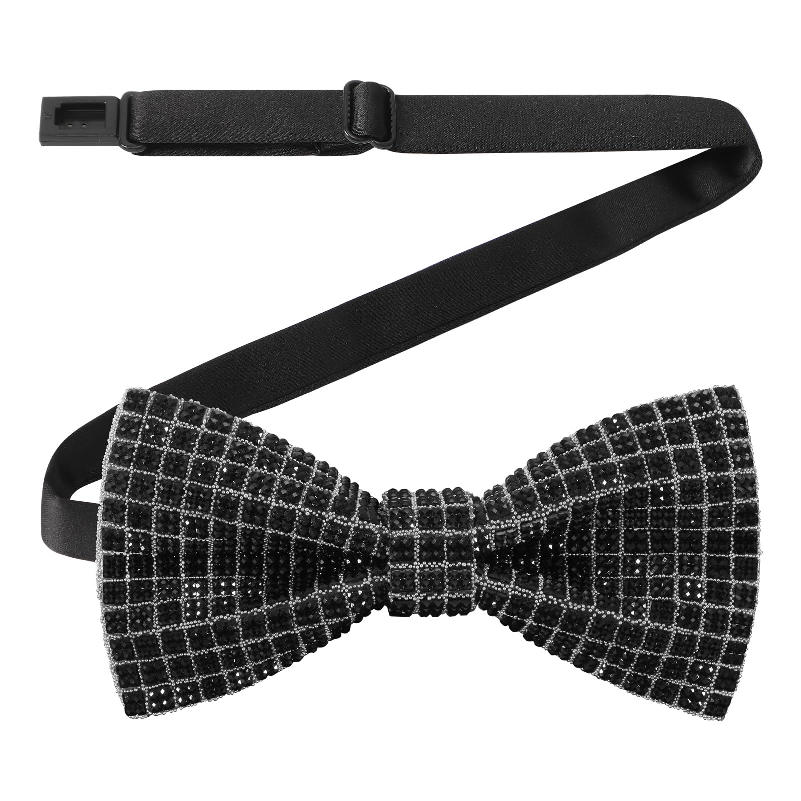 HOULIFE Papillon da uomo con strass pre-annodato papillon con paillettes papillon regolabile con cristallo per feste di nozze banchetti