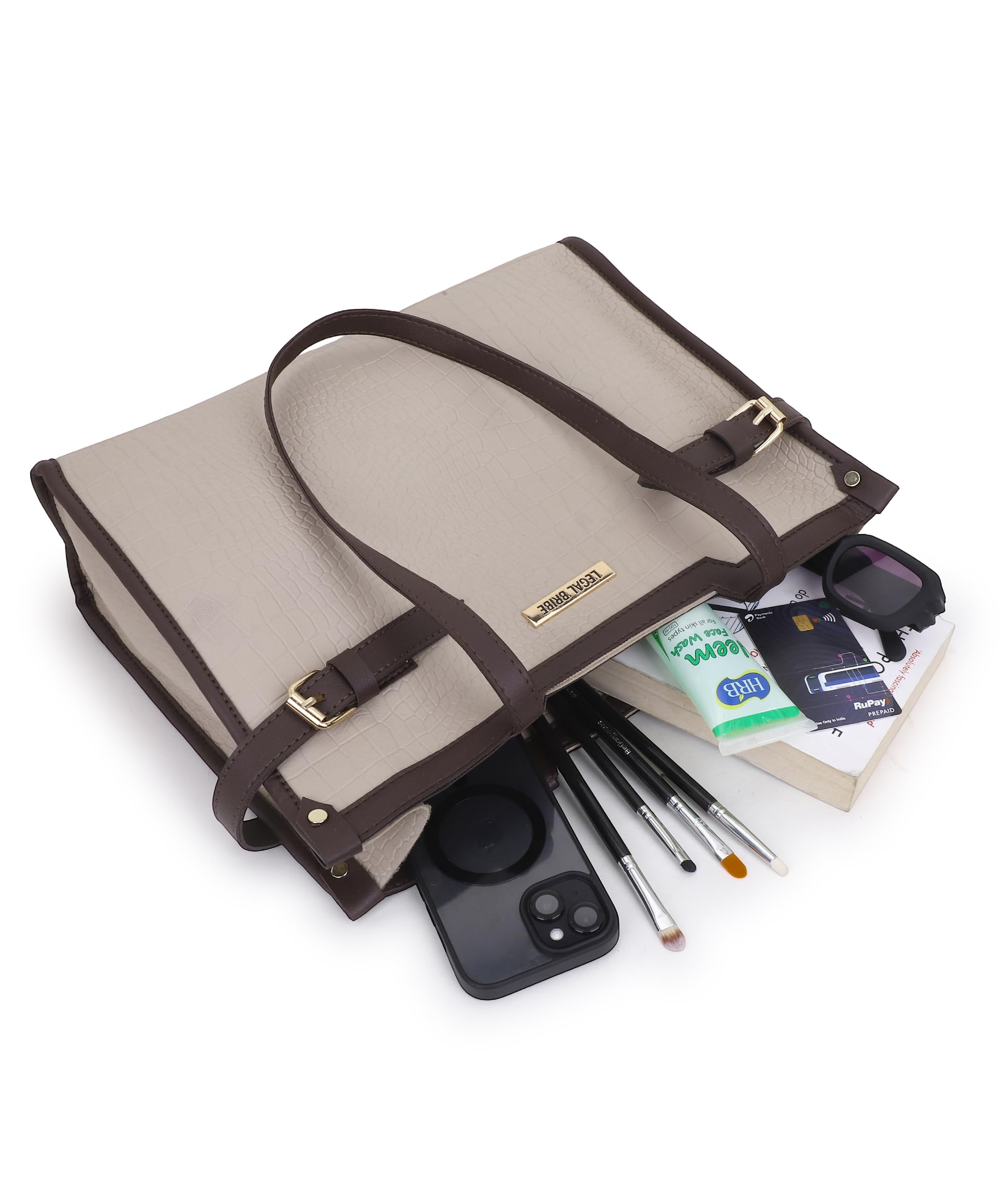 LEGAL BRIBE Stylish Buckle Tote Bag (Off white) 2