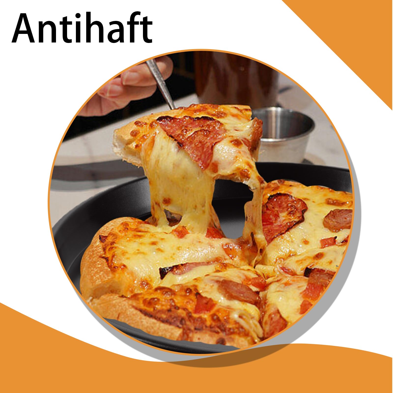 Teglie Per Pizza Rotonde, Set Da 4 In Acciaio Al Carbonio Antiaderente Supporto Inox Da Forno Impilabile Relaxdays 96643333